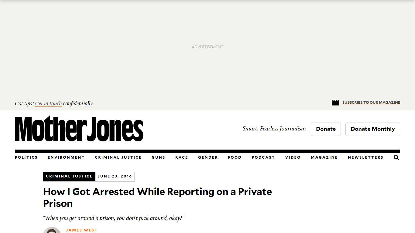 How I Got Arrested While Reporting on a Private Prison – Mother Jones